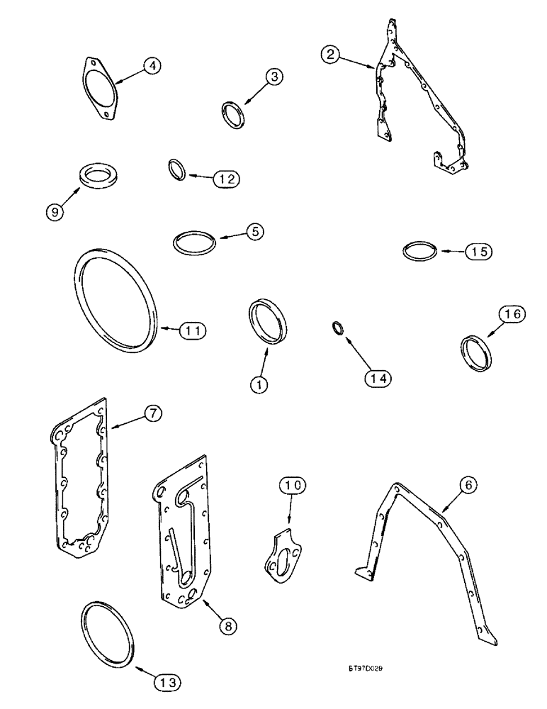 Схема запчастей Case 9040B - (2-98) - CYLINDER BLOCK GASKET KIT, 6T-830 EMISSIONS CERTIFIED ENGINE, P.I.N. DAC04#2001 AND AFTER (02) - ENGINE