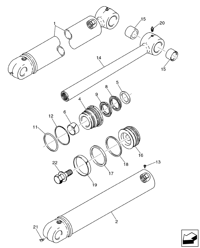 Схема запчастей Case 580SM - (35.737.01) - CYLINDER ASSY - BACKHOE DIPPER (35) - HYDRAULIC SYSTEMS