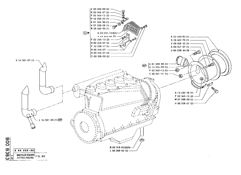 Схема запчастей Case 75C - (B00 B38.3) - FITTED ENGINE - F5L 912 (01) - ENGINE