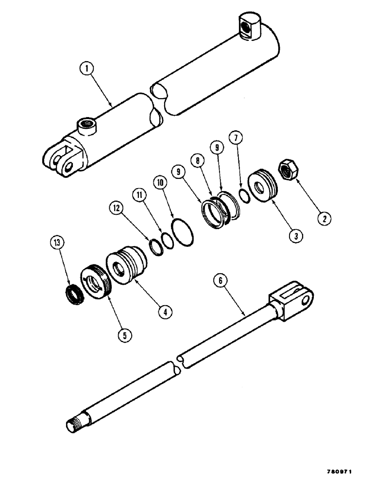 Схема запчастей Case SD-70 - (46) - STABILIZER CYLINDER ASSEMBLY 