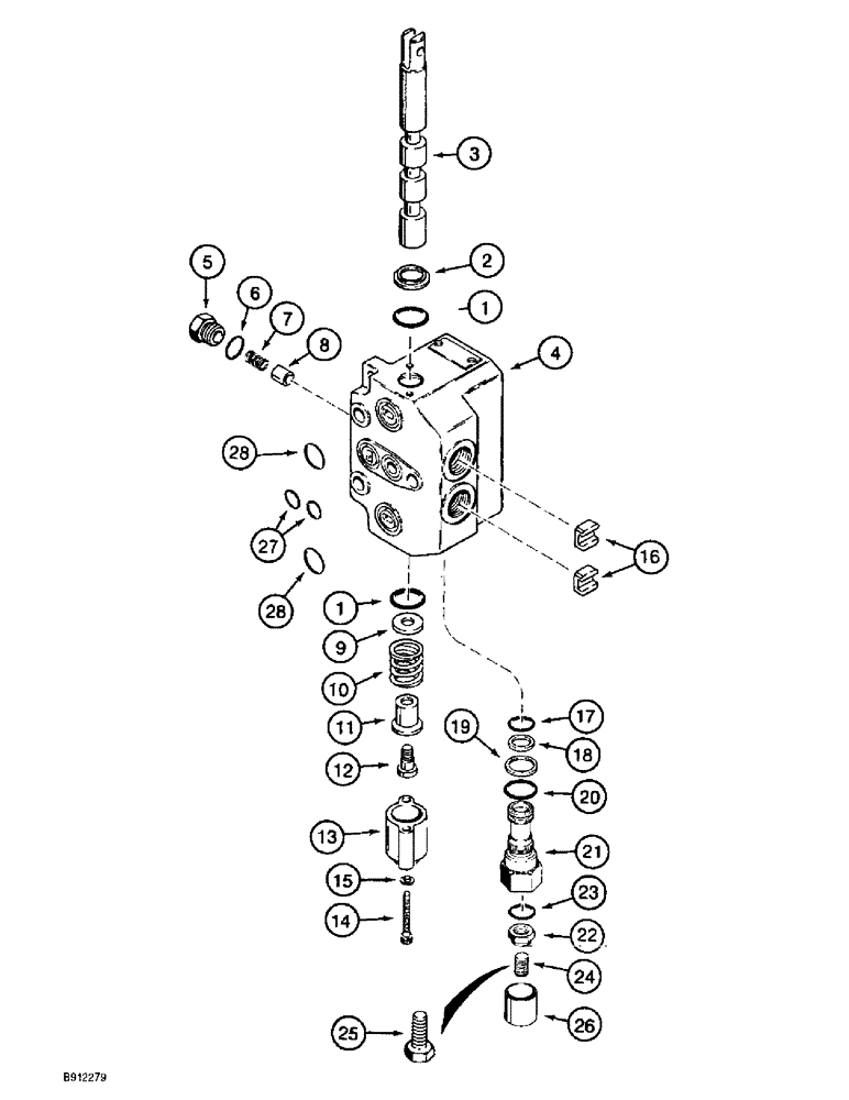 Схема запчастей Case 860 - (8-020) - ATTACHMENT CONTROL VALVE ASSEMBLY - H674793 - INLET AND BLADE TILT SECTION (08) - HYDRAULICS