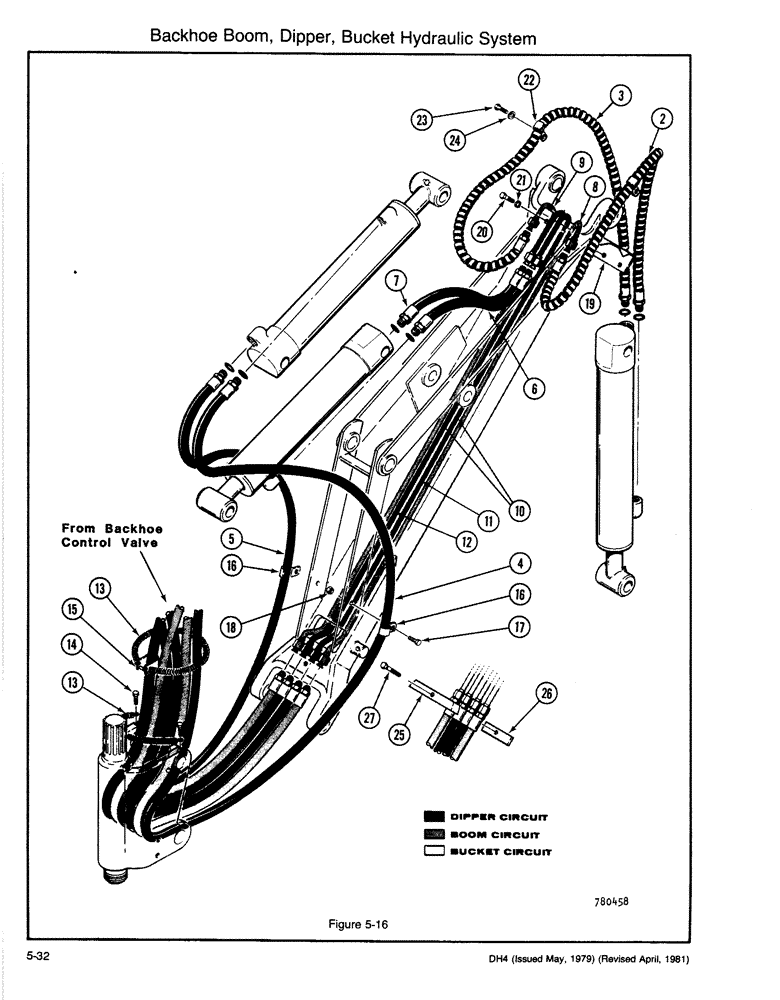 Схема запчастей Case DH4 - (5-32) - BACKHOE BOOM, DIPPER, BUCKET HYDRAULIC SYSTEM (35) - HYDRAULIC SYSTEMS