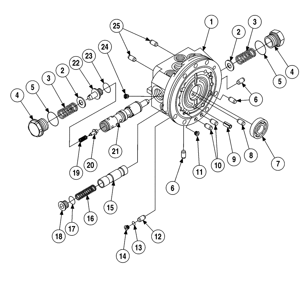 Схема запчастей Case 6010 - (05-05) - MOTOR, TRACK DRIVE - MANIFOLD ASSY, NACHI DRIVE MOTOR (48) - TRACKS & TRACK SUSPENSION