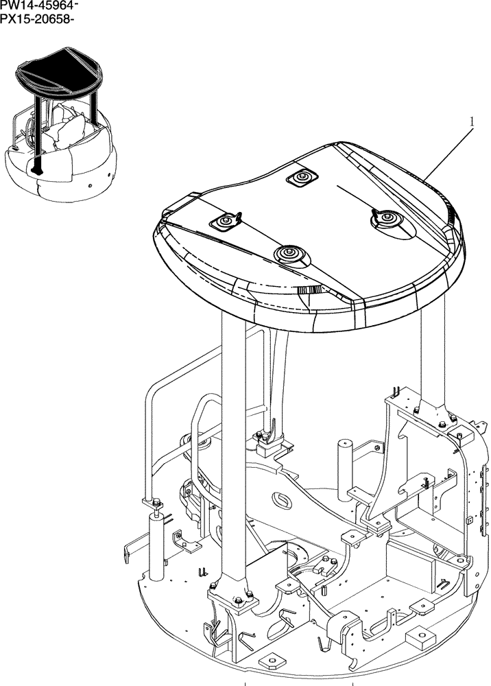 Схема запчастей Case CX36B - (202-26[1]) - CANOPY INSTAL (05) - SUPERSTRUCTURE