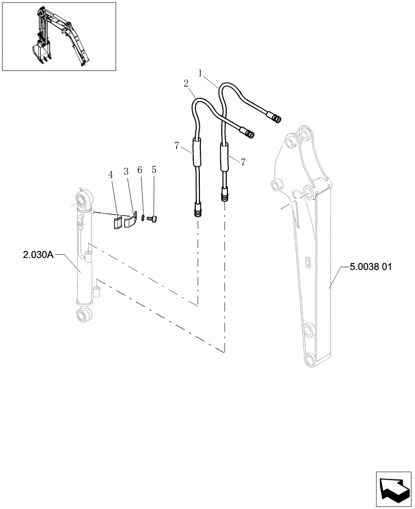 Схема запчастей Case CX31B - (5.0038[02]) - LONG ARM LINES - 747323070 (35) - HYDRAULIC SYSTEMS