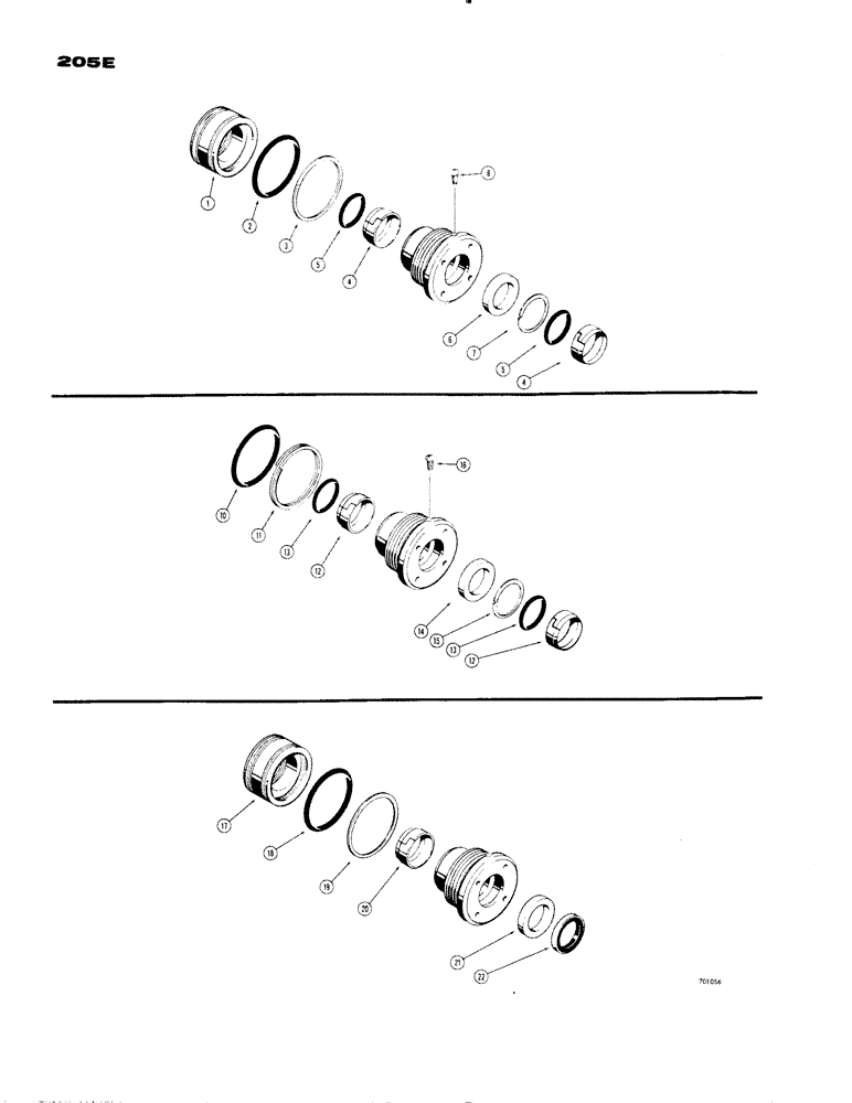 Схема запчастей Case 1150 - (205E) - CYLINDER PACKING KITS (07) - HYDRAULIC SYSTEM