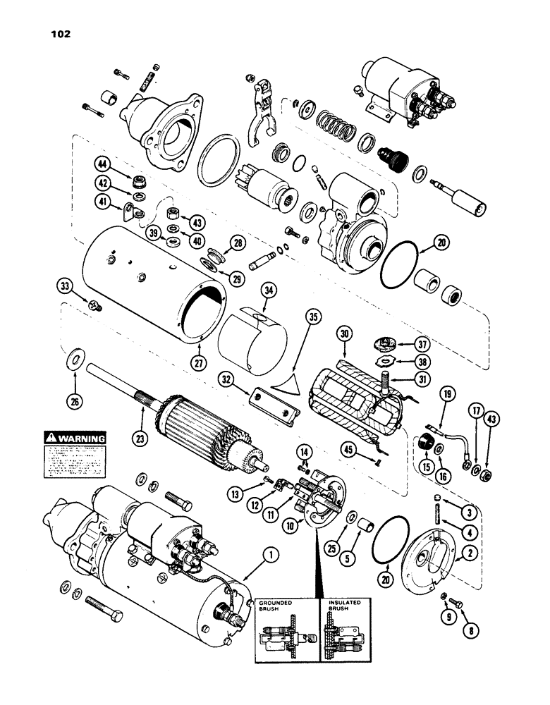 Схема запчастей Case W24C - (102) - R45968 STARTER, 504BD AND 504BDT DIESEL ENGINE (04) - ELECTRICAL SYSTEMS