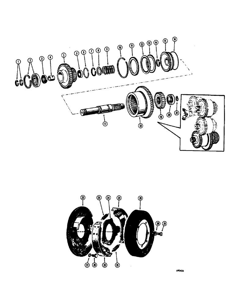 Схема запчастей Case W9E - (170) - TRANSMISSION, TRANSMISSION HIGH GEAR CLUTCH, TRANSMISSION (06) - POWER TRAIN