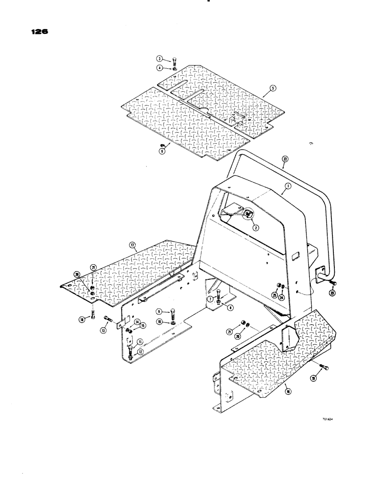 Схема запчастей Case 1150 - (126) - COWL, FLOOR AND RELATED PARTS (05) - UPPERSTRUCTURE CHASSIS