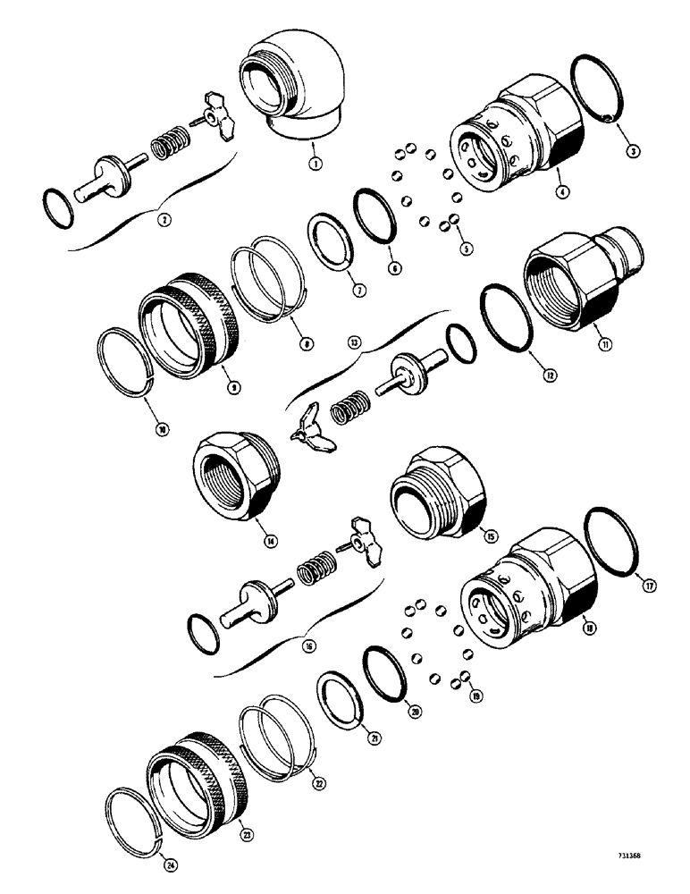 Схема запчастей Case 33 - (158) - D52674 HYDRAULIC COUPLING (90 DEGREE FEMALE) 