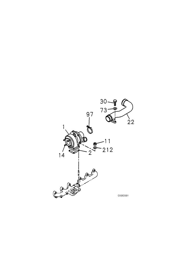 Схема запчастей Case CX460 - (02-11) - TURBOCHARGER SYSTEM (02) - ENGINE