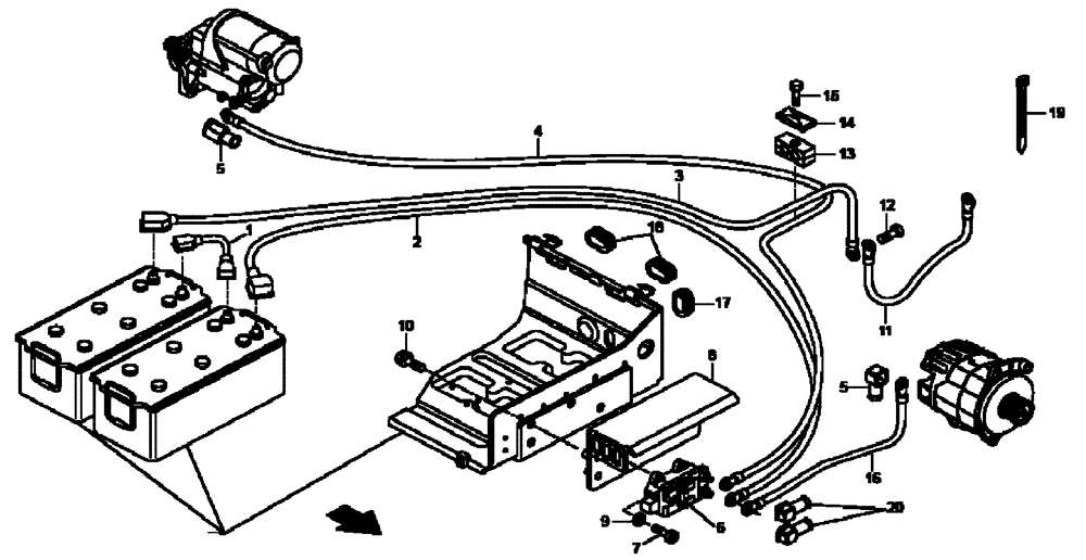 Схема запчастей Case 335B - (67A00002134[001]) - CABLES, BATTERY (P.I.N. HHD0335BN8PG58147 AND AFTER) (84237867) (13) - Electrical System / Decals