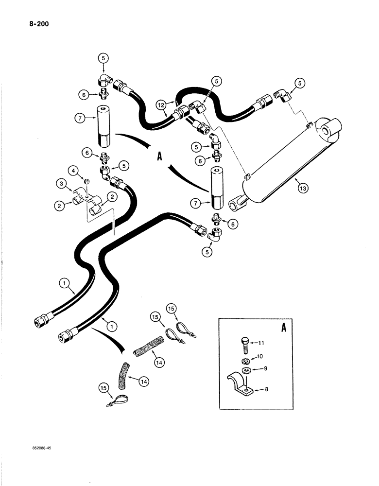 Схема запчастей Case 1080B - (8-200) - WRIST-O-TWIST HYDRAULIC LINES (08) - HYDRAULICS