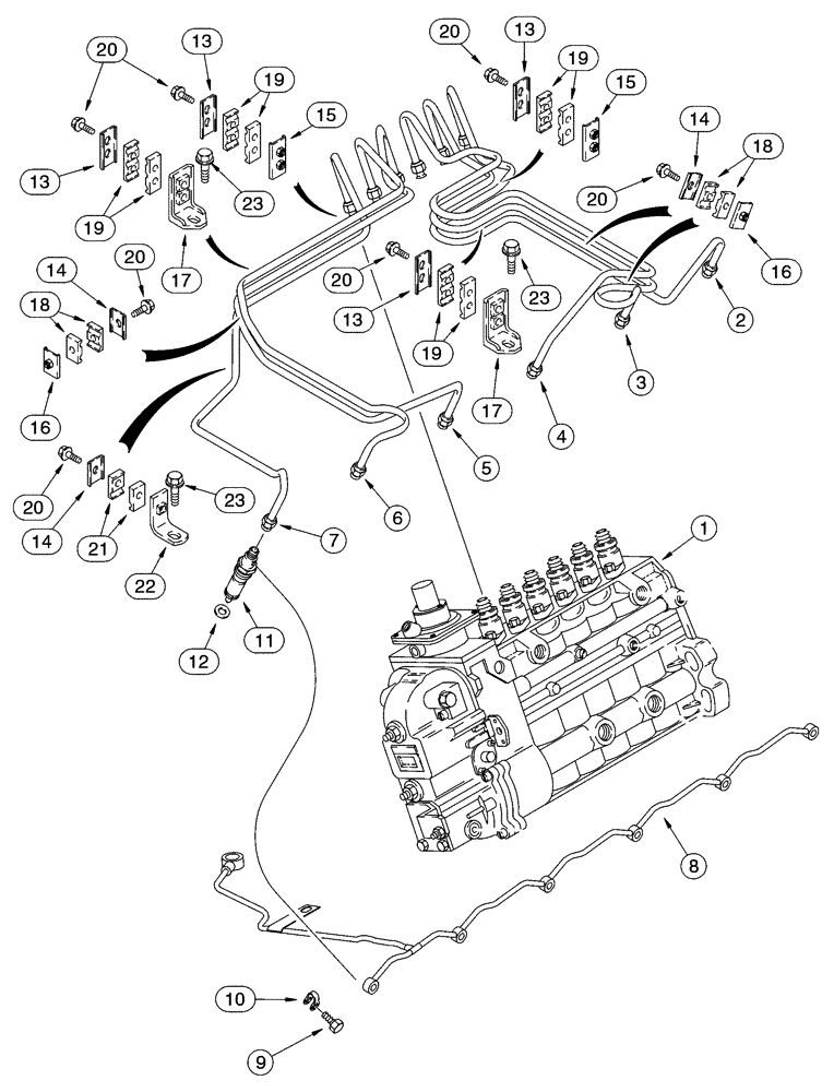 Схема запчастей Case 621D - (03-05) - FUEL INJECTION SYSTEM, 6T-590 EMMISSIONS CERTIFIED ENGINE (03) - FUEL SYSTEM