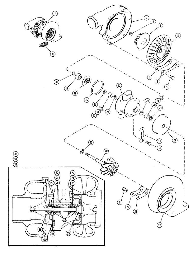 Схема запчастей Case 40 - (012) - TURBO-CHARGER, 504BDT ENGINE (10) - ENGINE