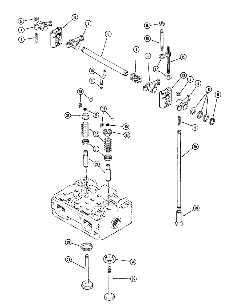 Схема запчастей Case 880 - (012) - VALVE MECHANISM, 336BDT DIESEL ENGINE (01) - ENGINE