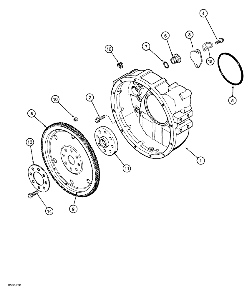 Схема запчастей Case 580SL - (2-044) - FLYWHEEL AND HOUSING, 4T-390 EMISSIONS CERTIFIED ENGINE (02) - ENGINE