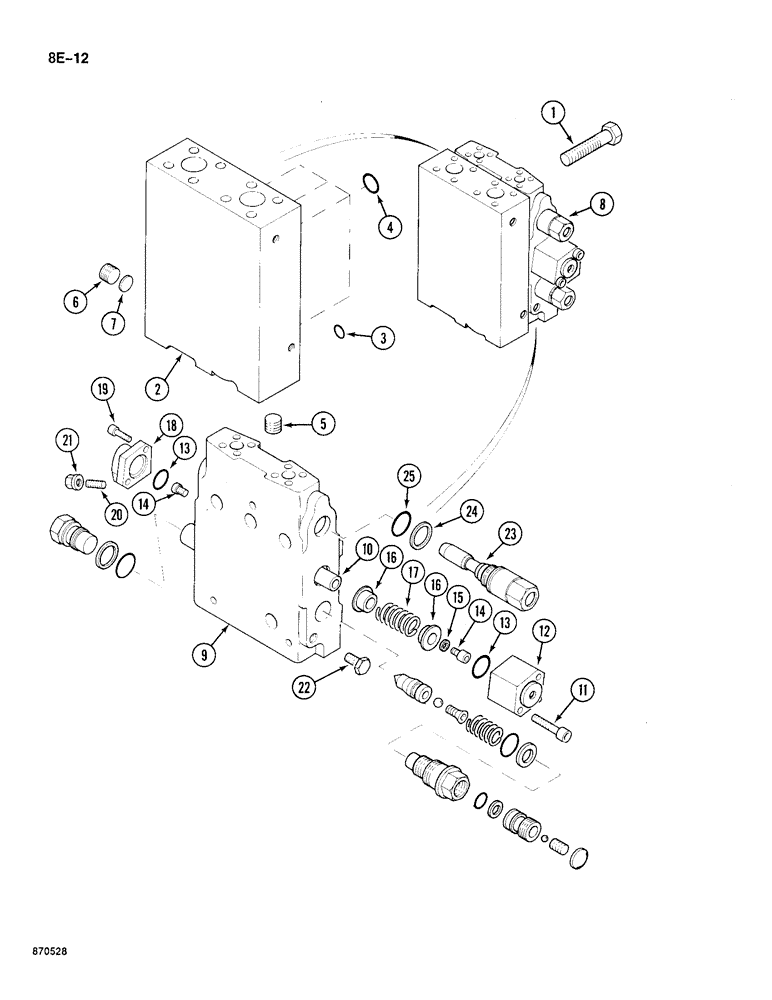 Схема запчастей Case 688 - (8E-12) - CONTROL VALVE, USE WITH HYDRAULIC HAMMER (08) - HYDRAULICS