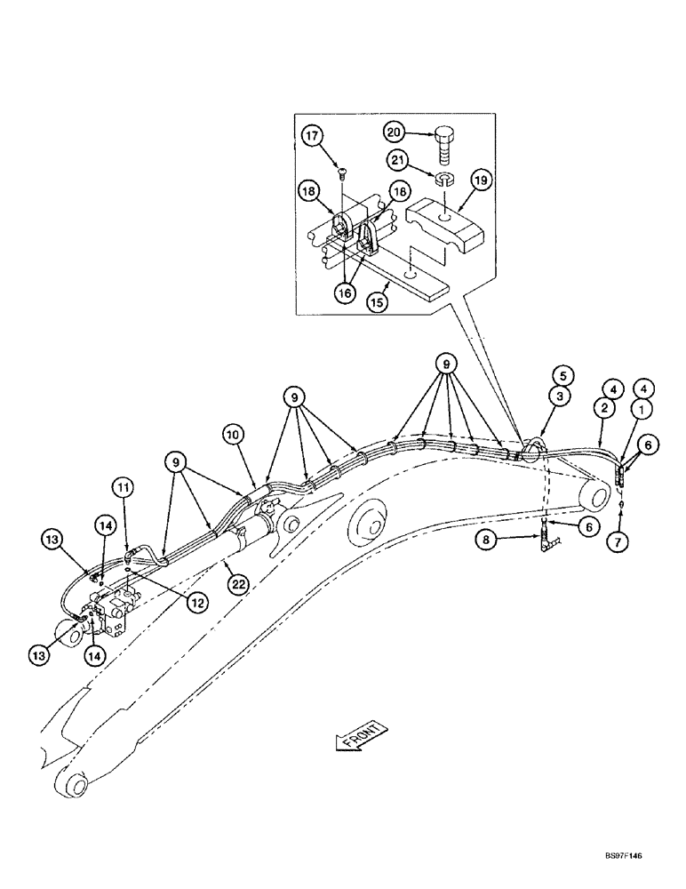 Схема запчастей Case 9010B - (8-068) - ARM CYLINDER LINES, MODELS WITH LOAD HOLD (08) - HYDRAULICS