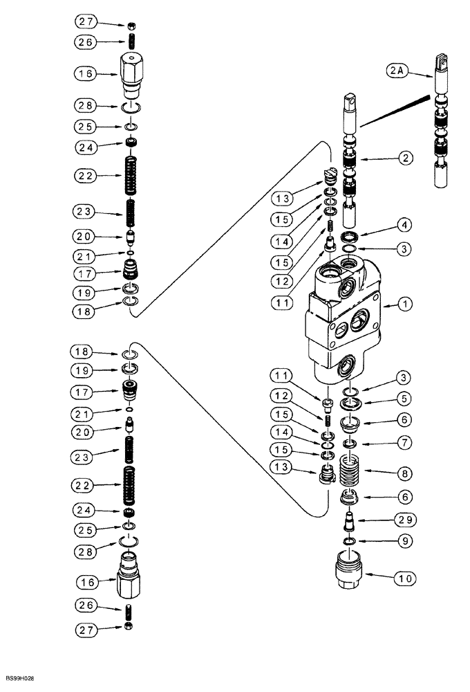 Схема запчастей Case 580SL - (8-114) - BACKHOE CONTROL VALVE, OPTIONS, AUXILIARY HYDRAULICS SECTION (08) - HYDRAULICS