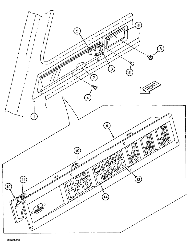 Схема запчастей Case 9010 - (4-12) - INSTRUMENT CLUSTER AND MOUNTING (04) - ELECTRICAL SYSTEMS