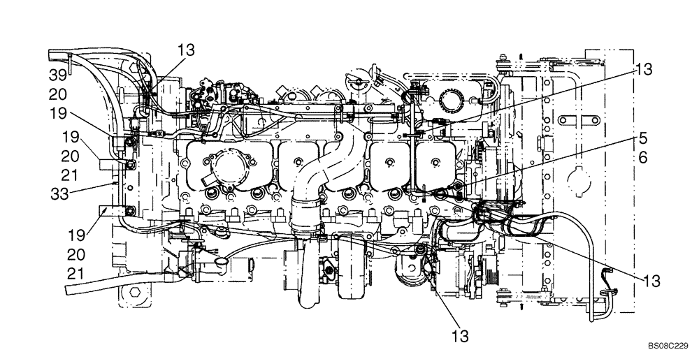 Схема запчастей Case 850K - (04-08) - HARNESS, ENGINE (TOP) (04) - ELECTRICAL SYSTEMS