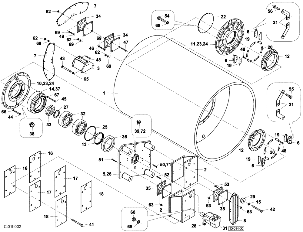 Схема запчастей Case SV228 - (12-008-00[01]) - VIBRATORY DRUM (12) - Chassis/Attachments