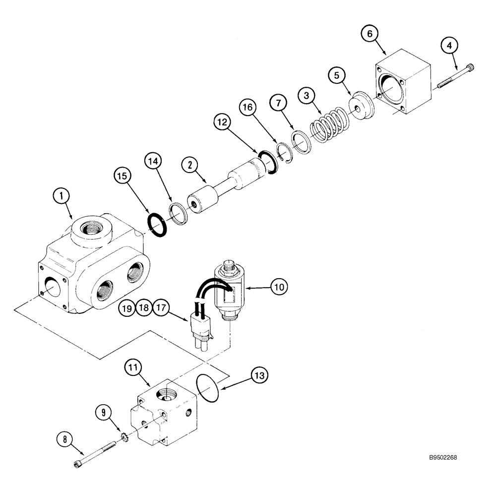 Схема запчастей Case 921C - (08-52) - VALVE ASSY - RIDE CONTROL, MASTER DIRECTIONAL (08) - HYDRAULICS