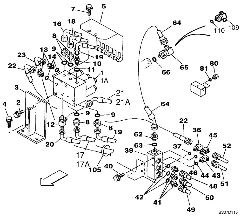 Схема запчастей Case CX130 - (08-055) - HYDRAULICS - PILOT PRESSURE, RETURN LINES (08) - HYDRAULICS