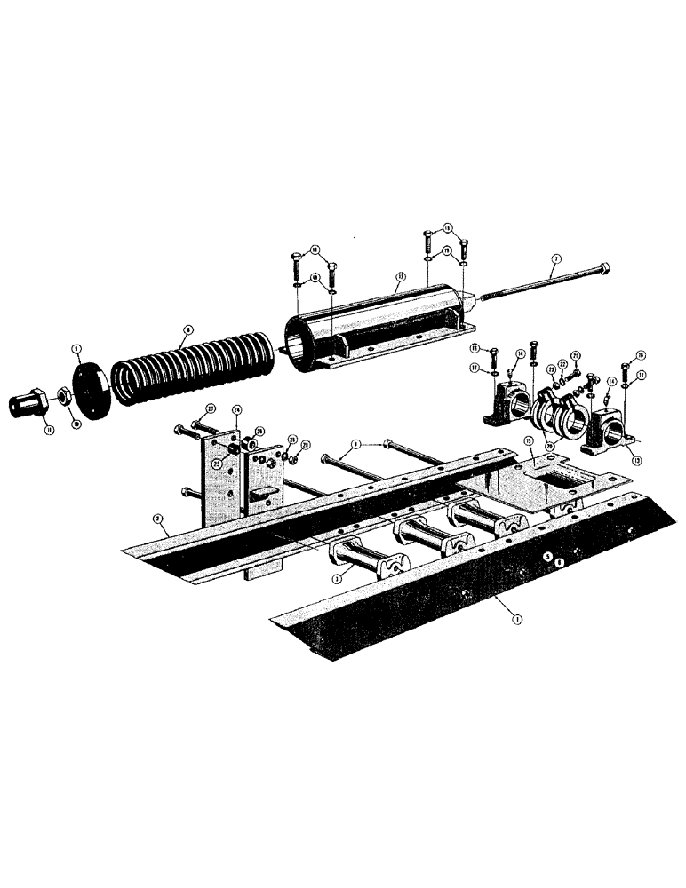 Схема запчастей Case 420C - (124) - TRACK FRAME AND RECOIL SPRING (04) - UNDERCARRIAGE