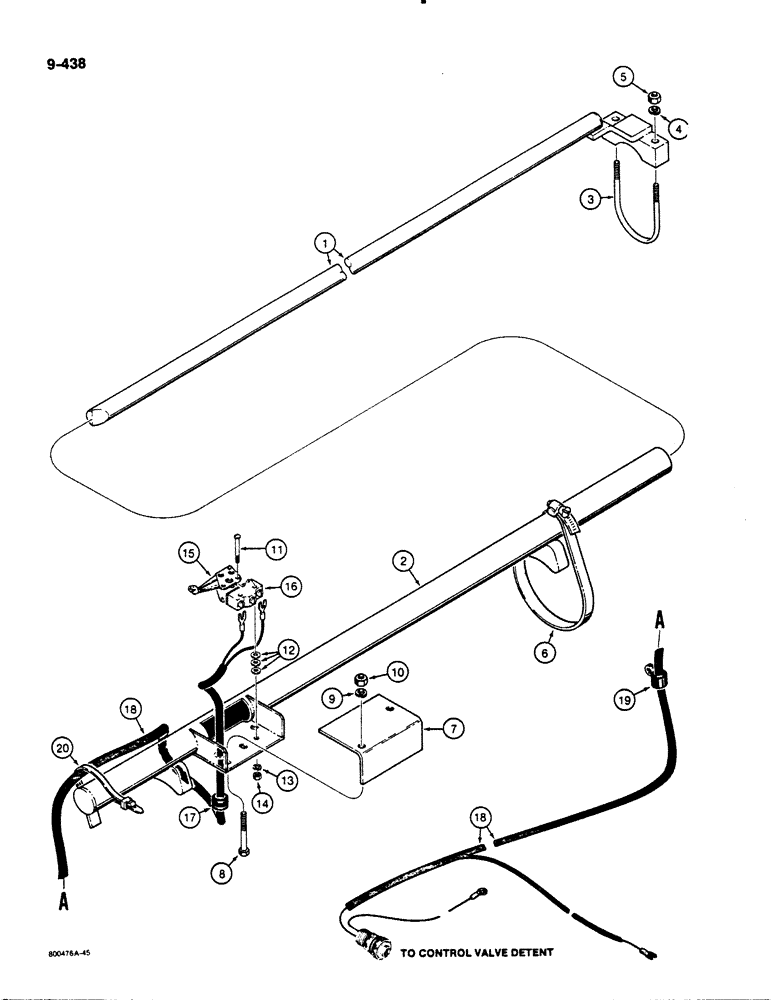 Схема запчастей Case 1455B - (9-438) - LOADER RETURN-TO-DIG, *WITH CAM-TYPE ACTUATOR SWITCH, IF USED (09) - CHASSIS/ATTACHMENTS