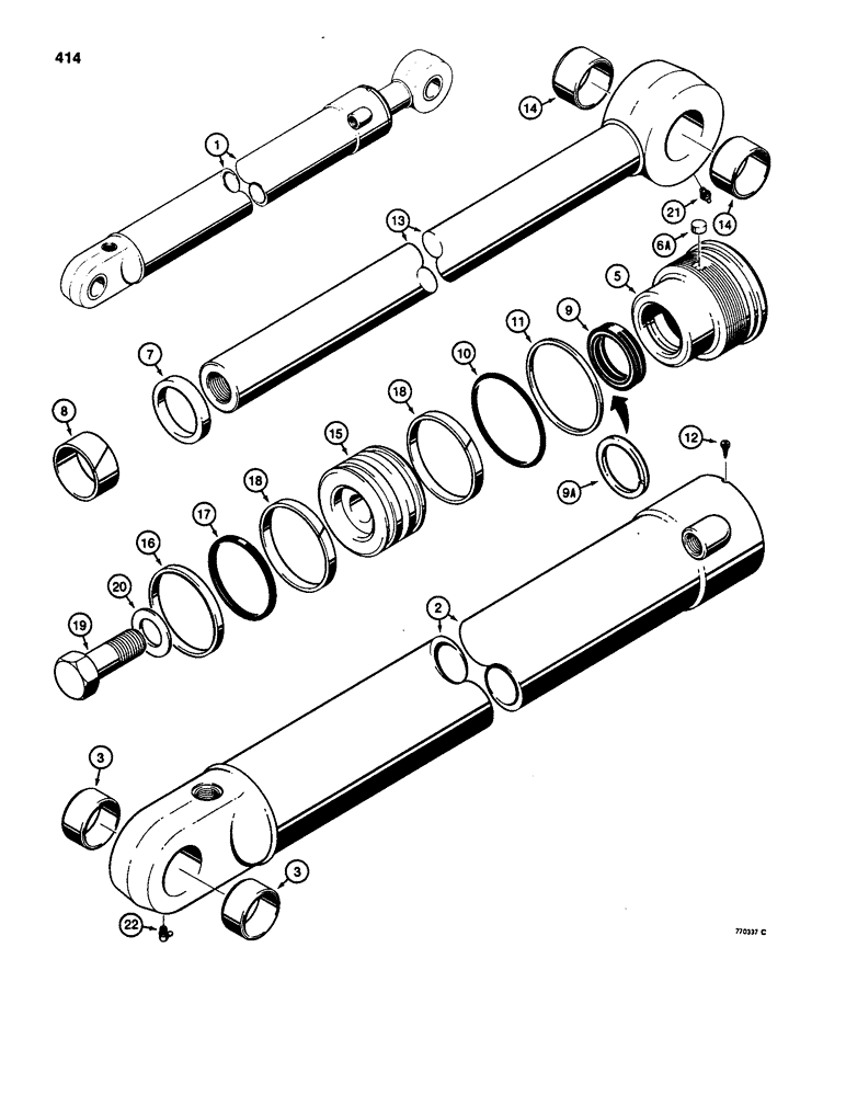 Схема запчастей Case 580SD - (414) - G103350 AND G109434 BACKHOE BUCKET CYLINDER, USED ON SUPER D MODELS (08) - HYDRAULICS