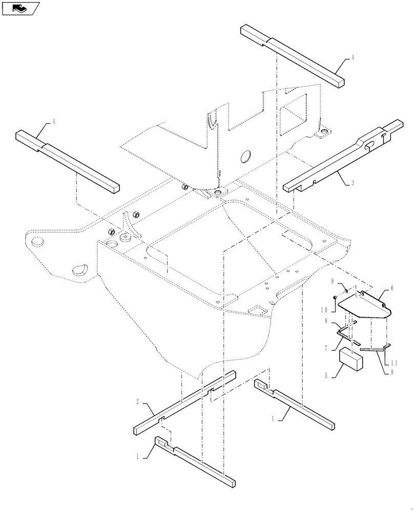 Схема запчастей Case 1121F - (39.126.05) - COOLING FRAME SEALING (39) - FRAMES AND BALLASTING