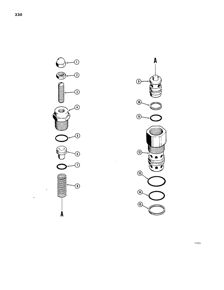 Схема запчастей Case 1450 - (330) - D77640 RELIEF VALVE (08) - HYDRAULICS