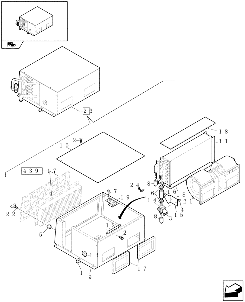 Схема запчастей Case 21E - (439[03]) - HEATER UNIT (10) - OPERATORS PLATFORM