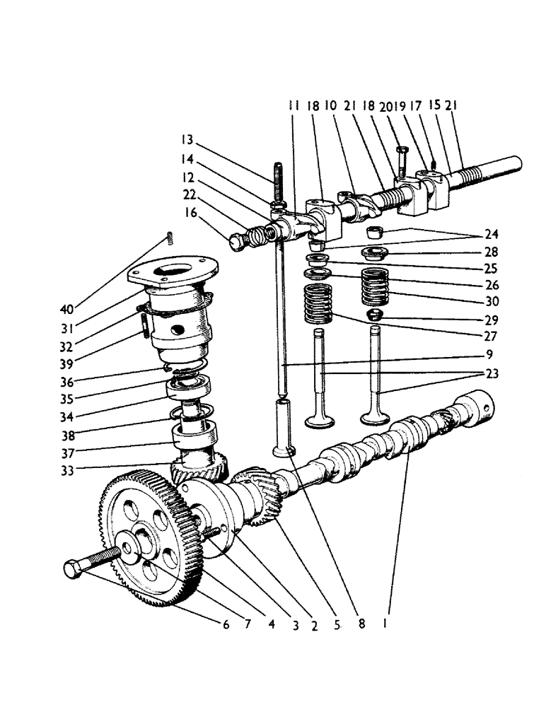 Схема запчастей Case 380CK - (010) - VALVE MECHANISM AND TIMING GEAR 