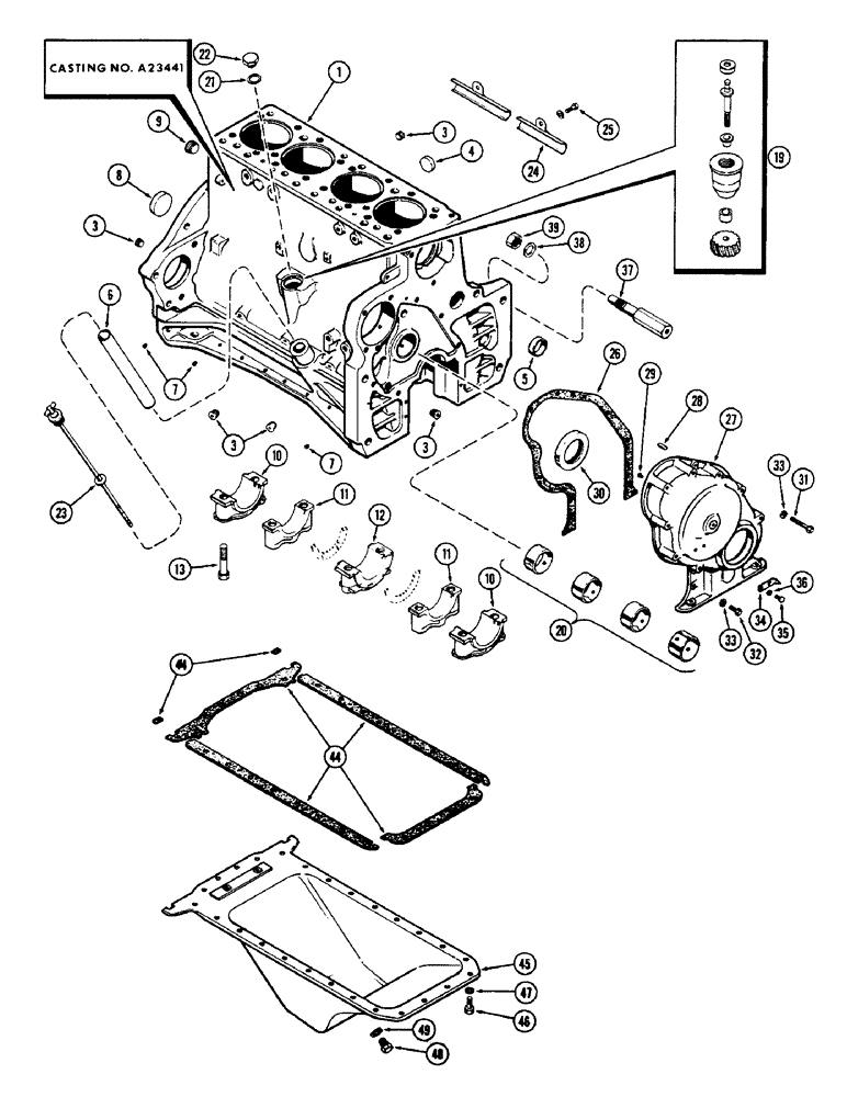 Схема запчастей Case 750 - (016) - CYLINDER BLOCK ASSEMBLY, (267) DIESEL ENGINE (01) - ENGINE