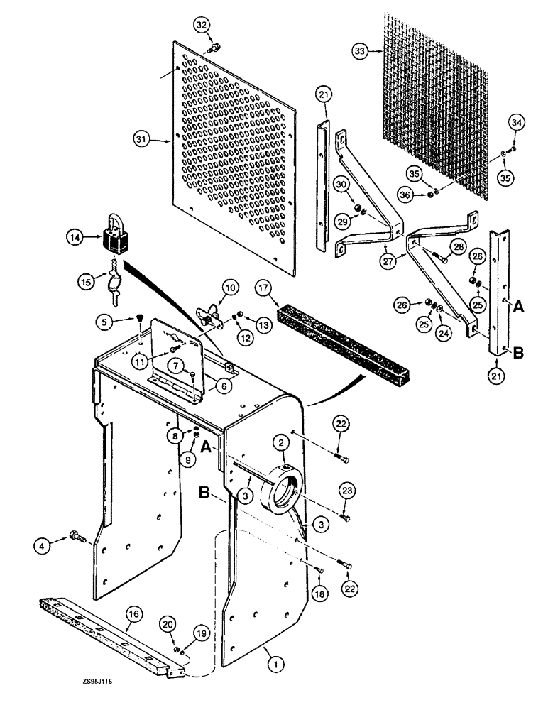 Схема запчастей Case 550E - (9-18) - RADIATOR SHROUD, GRILLE, AND SCREEN (09) - CHASSIS/ATTACHMENTS