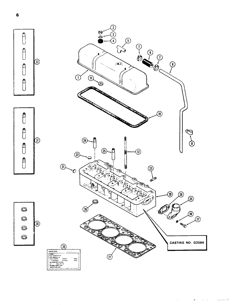 Схема запчастей Case 450 - (006) - CYLINDER HEAD ASSEMBLY, (188) SPARK IGNITION ENGINE (01) - ENGINE