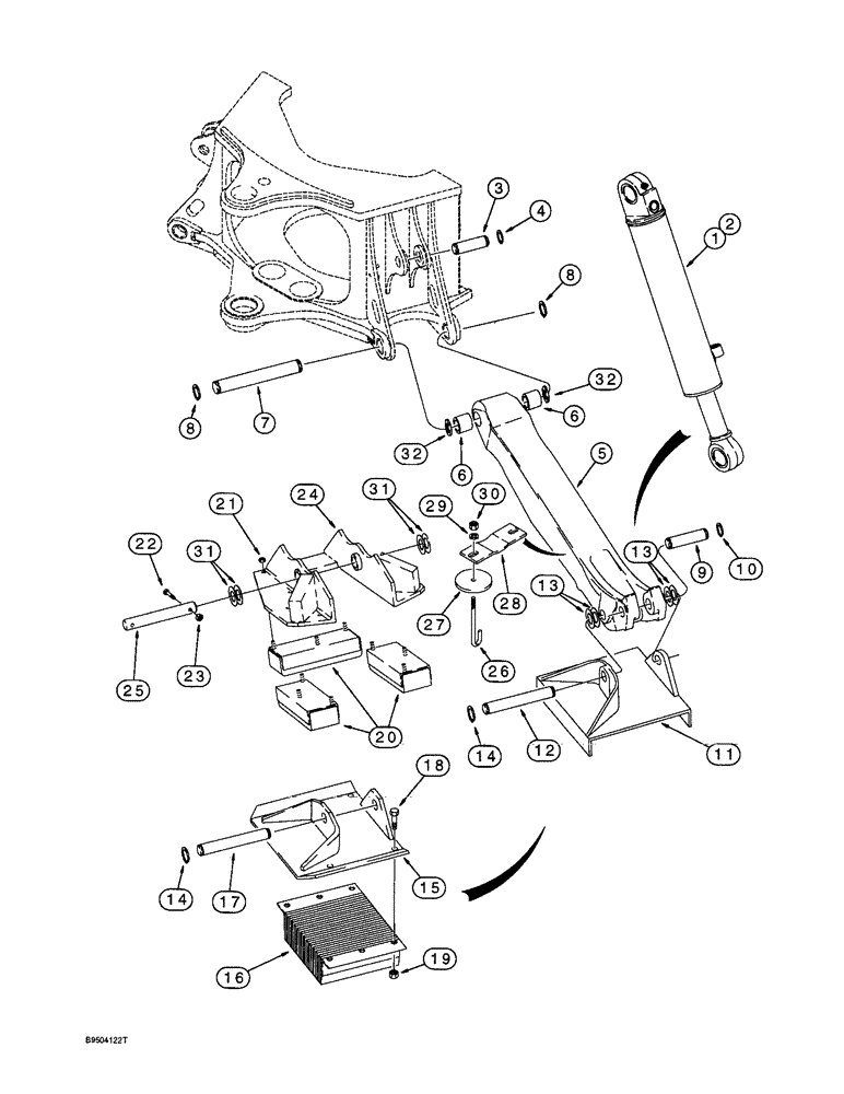 Схема запчастей Case 570LXT - (9-032) - BACKHOE STABILIZERS, PLATES AND PADS (09) - CHASSIS/ATTACHMENTS