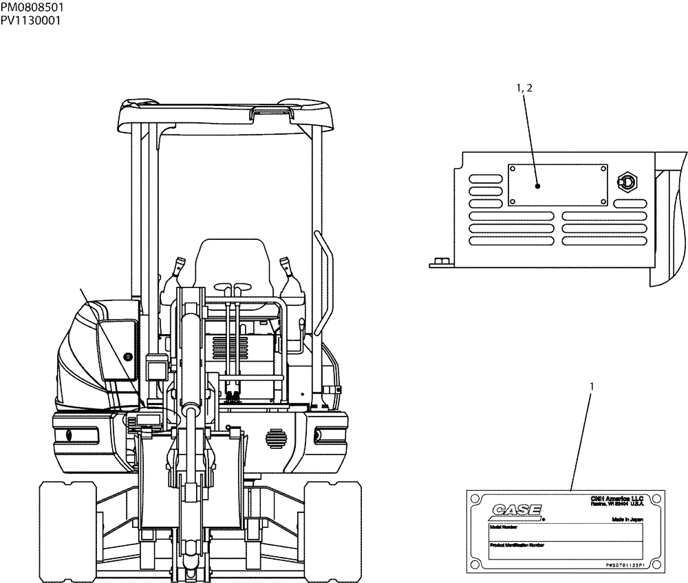 Схема запчастей Case CX27B - (06-006) - NAME PLATE INSTAL (90) - PLATFORM, CAB, BODYWORK AND DECALS