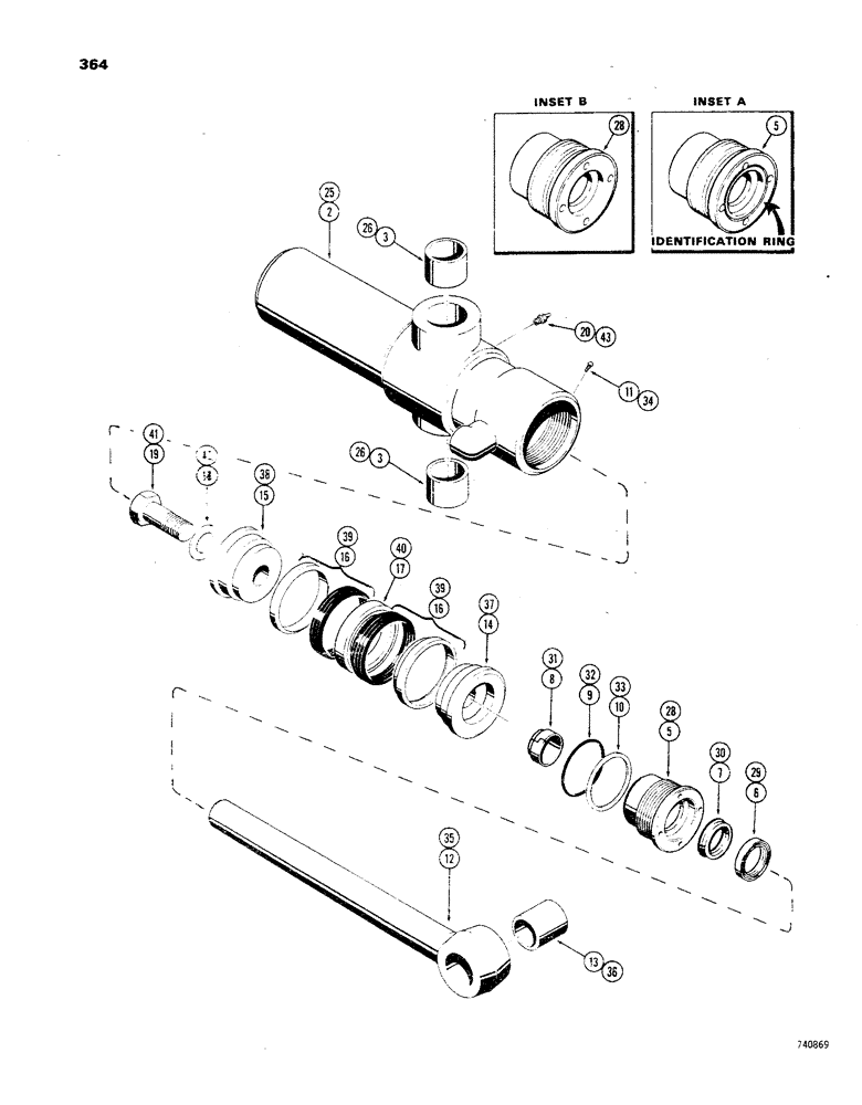 Схема запчастей Case 850 - (364) - G33511 RIPPER CYLINDER, GLAND HAS IDENTIFICATION RING (07) - HYDRAULIC SYSTEM