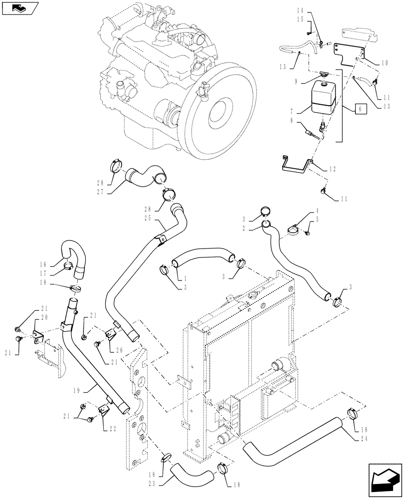 Схема запчастей Case CX235C SR - (10.406.30[02]) - RADIATOR (10) - ENGINE