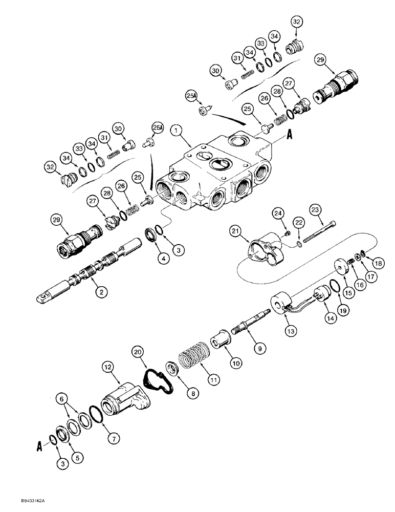 Схема запчастей Case 480F LL - (8-074) - LOADER CONTROL VALVE, BUCKET SECTION (08) - HYDRAULICS