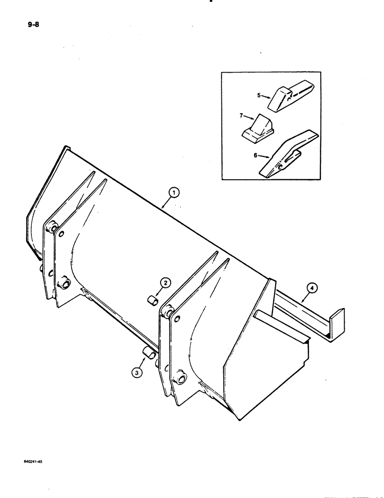 Схема запчастей Case 480E - (9-008) - LOADER BUCKETS, LONG LIP BUCKETS (09) - CHASSIS/ATTACHMENTS