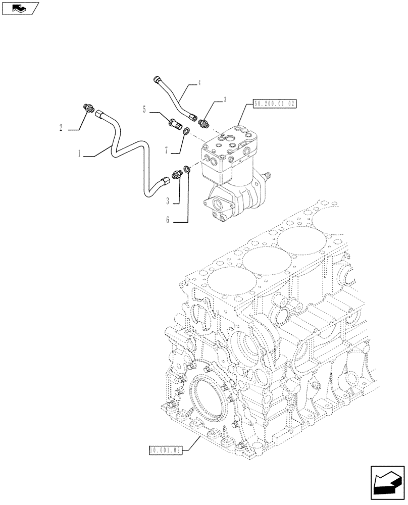 Схема запчастей Case F2CFE614D A004 - (10.400.01[02]) - PIPING - ENGINE COOLING SYSTEM (504082349 - 504164361) (10) - ENGINE