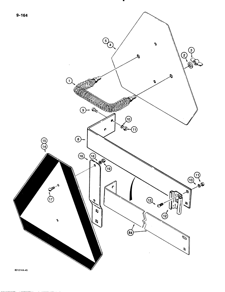 Схема запчастей Case 480E LL - (9-164) - SLOW MOVING VEHICLE EMBLEM, USED ON MODELS WITH BACKHOE (09) - CHASSIS/ATTACHMENTS