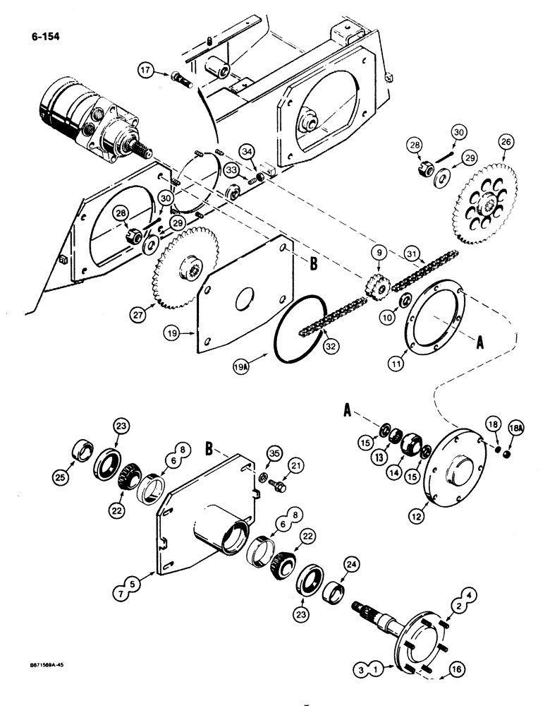 Схема запчастей Case 1825 - (6-154) - AXLES AND DRIVE CHAINS (06) - POWER TRAIN