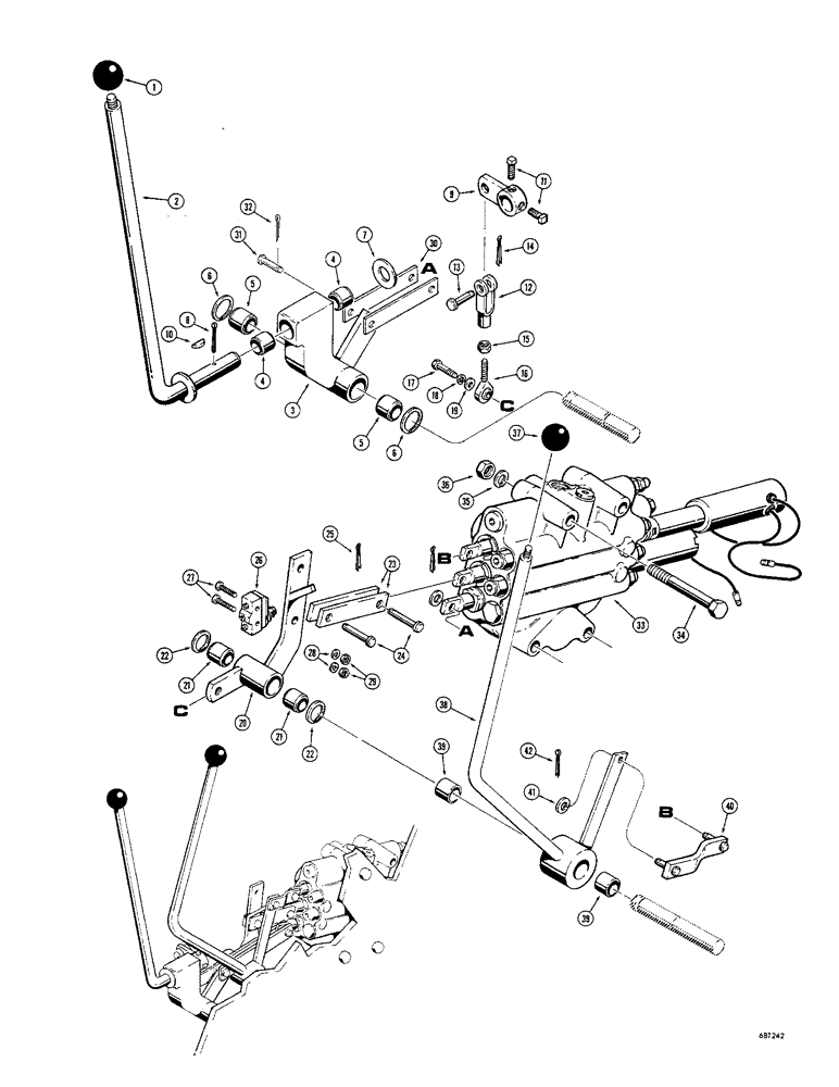 Схема запчастей Case 680CK - (152) - LOADER CONTROL VALVE AND LEVERS, 3 SPOOL LOADER VALVE (82) - FRONT LOADER & BUCKET