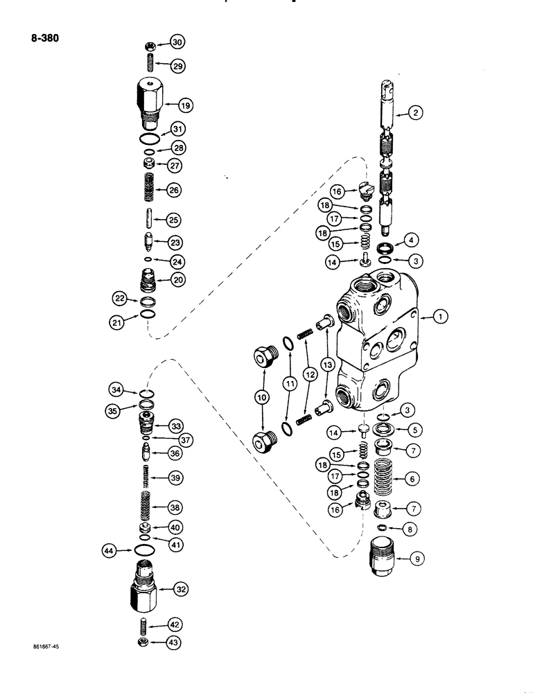 Схема запчастей Case 580K - (08-380) - BACKHOE CONTROL VALVE, BOOM SECTION (08) - HYDRAULICS